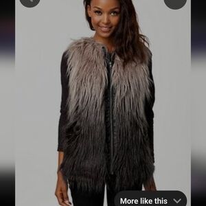FAUX FUR  DARK COLOR VEST VERY TRENDY PIECE! MEDIUM FIT